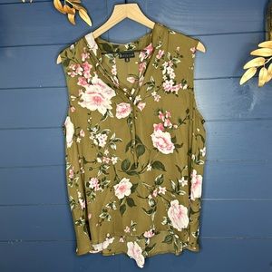 Floral Olive Top from B Collection by BOBEAU